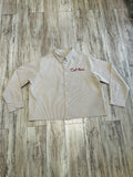 Sand Pinstripe Raw Edge Crop Button Down