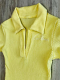 Pale Yellow Ruffle Ribbed Mini Dress