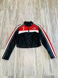Black/Varsity Red Leather Racing Jacket