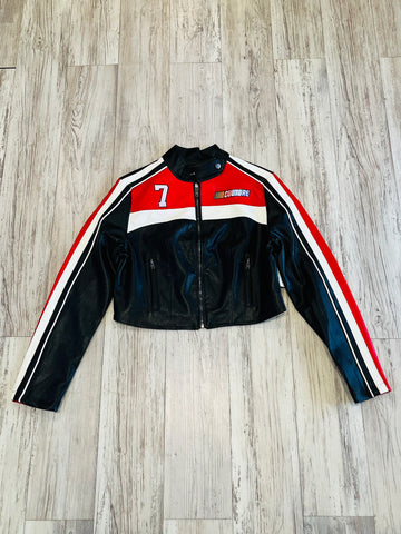 Black/Varsity Red Leather Racing Jacket