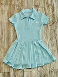 Seafoam Ruffle Ribbed Mini Dress