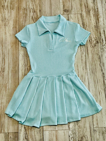 Seafoam Ruffle Ribbed Mini Dress