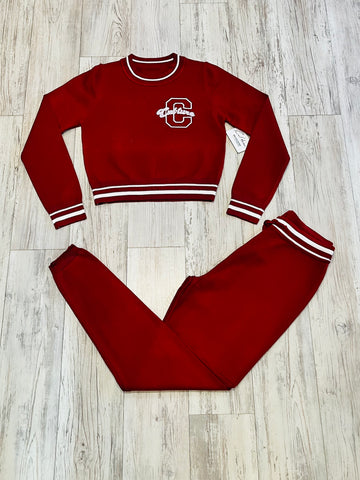 Burgundy Varsity Knit Set(W)