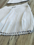 White Premium Athleisure Strap Back Tank & Pleated Tennis Skirt