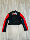 Black/Varsity Red Leather Racing Jacket