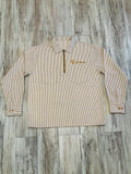 Sand Pinstripe Quarter Zip Denim Work Shirt