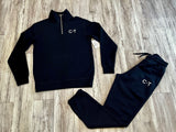 Black Quarter Zip Premium Sweatsuit