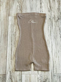 Sand Ruffle Ribbed Romper