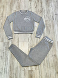 Heather Grey Varsity Knit Set(W)