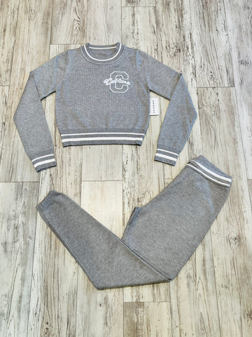Heather Grey Varsity Knit Set(W)