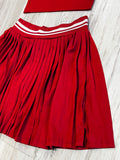Ruby Red/Natural Premium Athleisure Tank Top & Pleated Tennis Skirt
