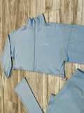Baby Blue Bungee Jacket & Highwaist Flare Tracksuit