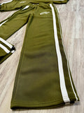 Olive Zipped Stripe Tracksuit