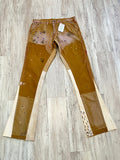 Khaki Vintage Wash “Paint Splatter” Carpenter Flare Pants