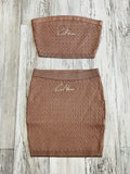 Mocha Cable Knit Tube Top & Skirt