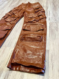 Cinnamon Wax Leather Cargo Pants(W)