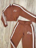 Mocha Zipped Stripe Tracksuit