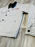Black/White “Take Notes” Canvas Striped Premium Jacket