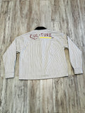 Black/White “Take Notes” Canvas Striped Premium Jacket