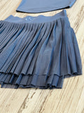 Baby Blue Premium Athleisure Shirt & Pleated Mesh Tennis Skirt
