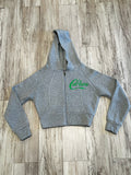 Heather Grey/Kelly Green Paneled Crop Hoodie