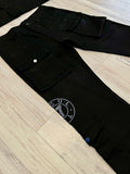 Black Denim Snap Cargo Jacket & Pants