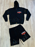 Black “Cul•ture Studios” Painted Full Zipped Hoodie & Shorts