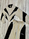 Bone/Black Paneled Wide Leg Tracksuit