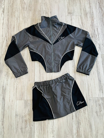 Slate Grey Colorblock Windbreaker Set