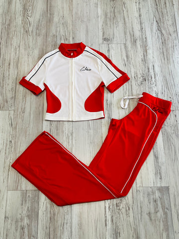 Red Colorblock Tracksuit(W)