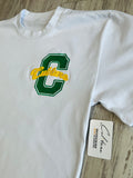 White/Kelly Green Luxe “M.F.B.I.D.T” Heavyweight Crop Shirt