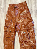 Cinnamon Wax Leather Cargo Pants(W)