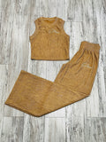 Camel Wide Leg Crinkle Set