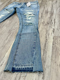 Light Blue Distressed Flare Denim