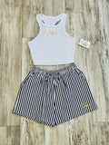 Black Striped Shorts & Ribbed Razorback Tank