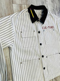 Black/White “Take Notes” Canvas Striped Premium Jacket