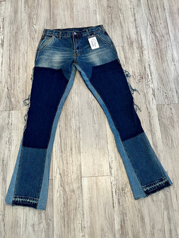 Mix Match Blue Wash Flare Denim