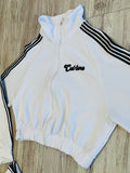 White Cropped/Wide Leg Striped Tracksuit(W)