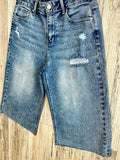 Medium Wash Distressed Denim Jorts(W)