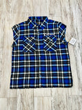 Royal Blue Raw Edge Premium Flannel