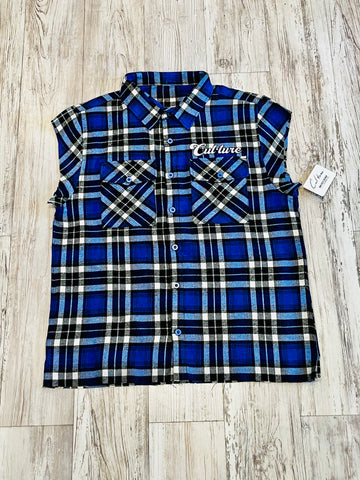 Royal Blue Raw Edge Premium Flannel