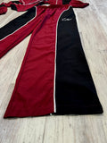 Burgundy/Black Paneled Wide Leg Tracksuit