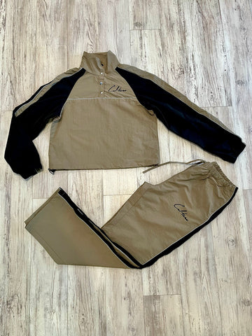 Taupe Colorblock Windbreaker Tracksuit(W)