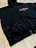 Black “Cul•ture Studios” Painted Full Zipped Hoodie & Shorts