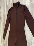 Brown Premium Athleisure Zipped Bodysuit