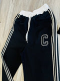 Black Varsity Snap Polo & Track Pants