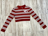 Burgundy/Carolina Blue Stripe Varsity Polo