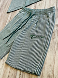 Hunter Green Striped Jacquard Short Sleeve Shacket & Shorts