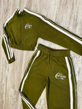 Olive Zipped Stripe Tracksuit