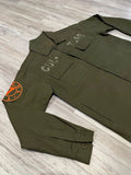 Olive Denim Snap Cargo Jacket & Pants